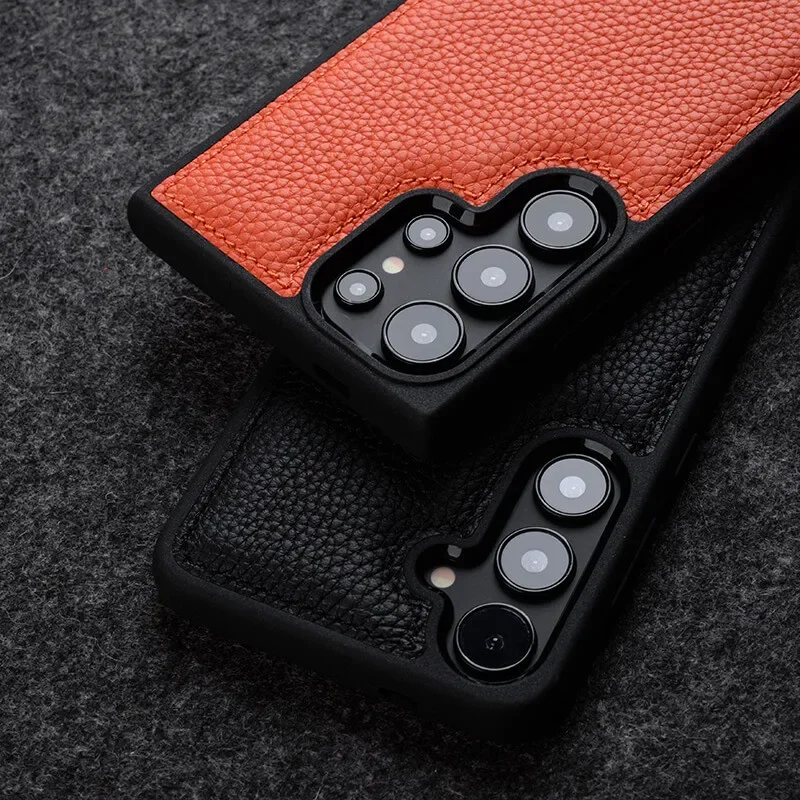 Premium Real Leather Phone Case - Protective Natural Cowhide Shockproof Cover