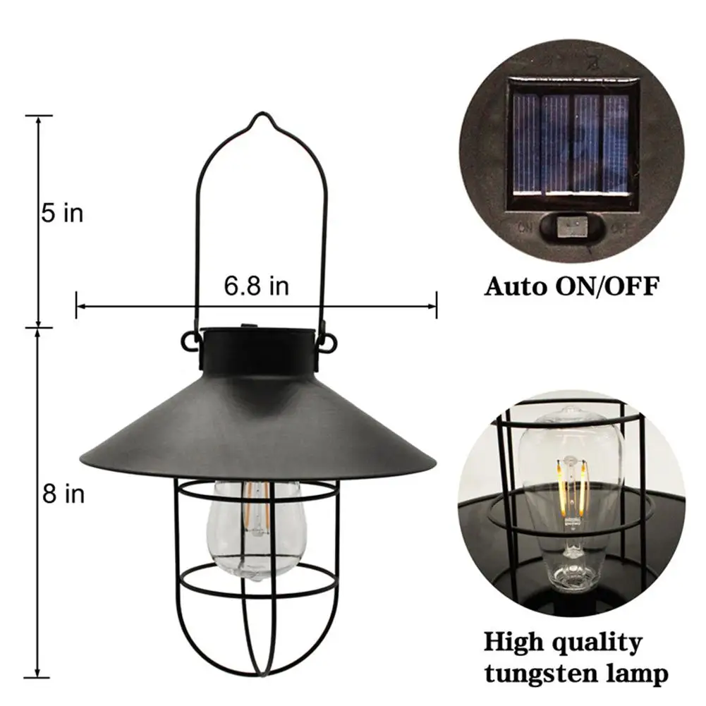 Hanging Solar Lights Lantern Lamp With Hook Waterproof Solar Pathway Lights Landscape Lighting for Garden Outdoor Pathway 6