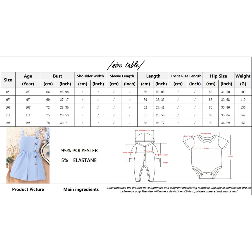 2024 Jumpsuit Kids Girl Overalls Summer Sling Cute Solid Color Casual Beach Party Clothes Big Girl Romper 8 To 12 Years Old 5