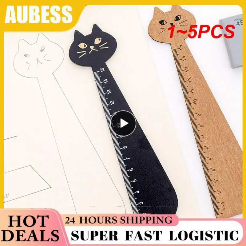 

1 ~ 5 шт. линейка в форме кошки, милая деревянная линейка в форме животного для школы, домашние канцелярские товары