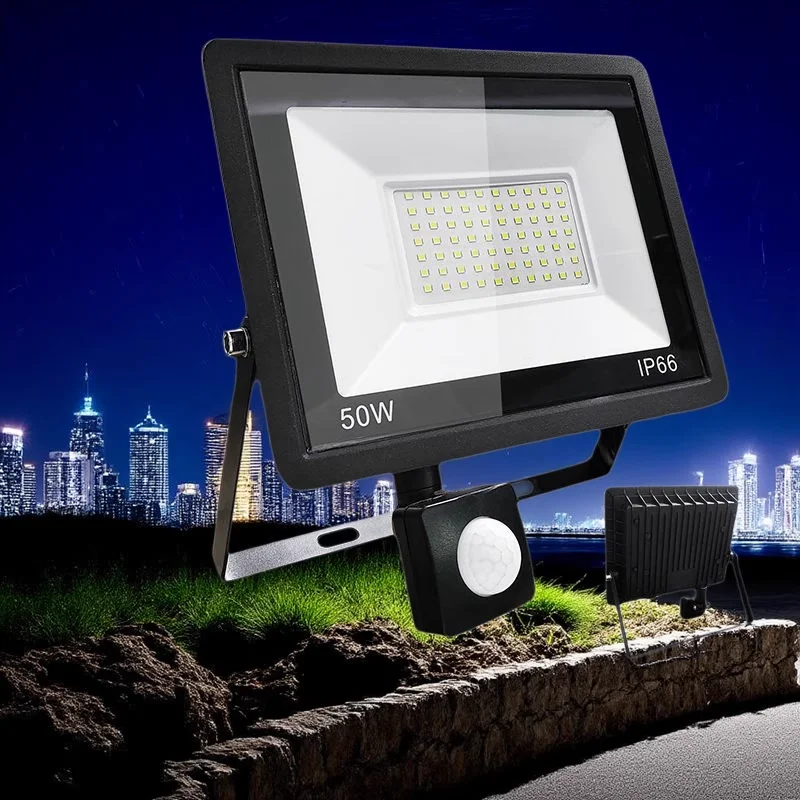 LED Flood Light PIR Motion Sensor Outdoor Led Spotlight 10W 20W 30W 50W 100W IP66 Waterproof Outdoor Garden Lighting Street Light