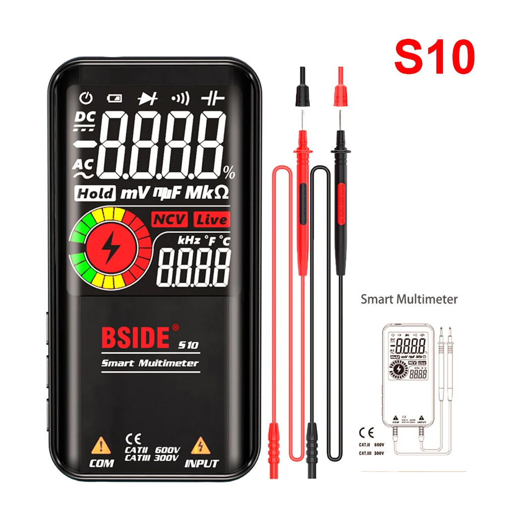

S10 / S11 Digital Smart Multimeter Color LCD Display 9999 Digital DC AC Voltage Capacitor Ohm Diode NCV Hz Tester DMM Tool