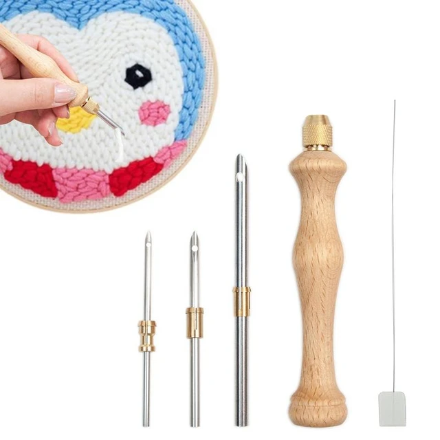 Punch Needle Embroidery Kits Wooden Yarn Punch Needles Crochet Knitting  Embroidery Pen DIY Craft Stitching Applique Sewing Tools