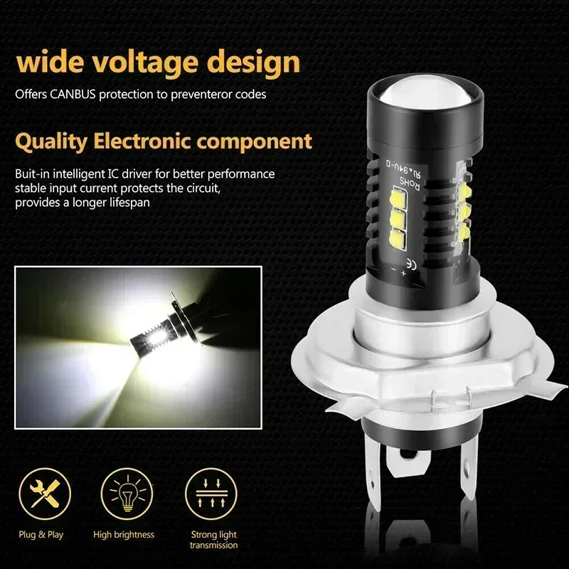 H4 Led Headlight Bulbs Conversion Kit 9003 60W 1800LM 6000K Car COB LED Conversion Headlight Bulb Hi/Lo Beam LED Light Bulb