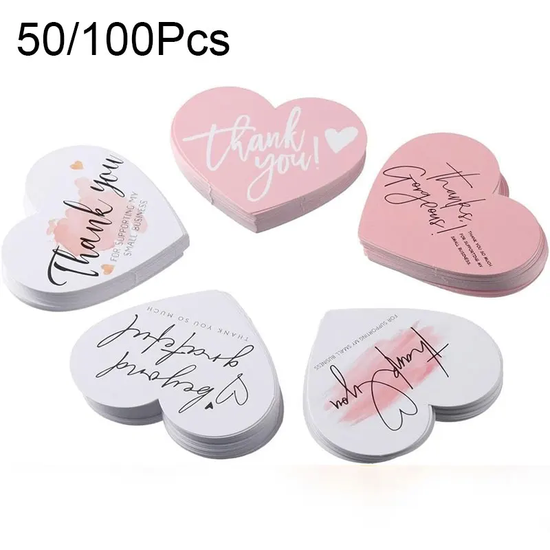 Thank You Tags 50/100Pcs 5 Styles Paper Gift Greeting Cards Thank You for Supporting My Small Business