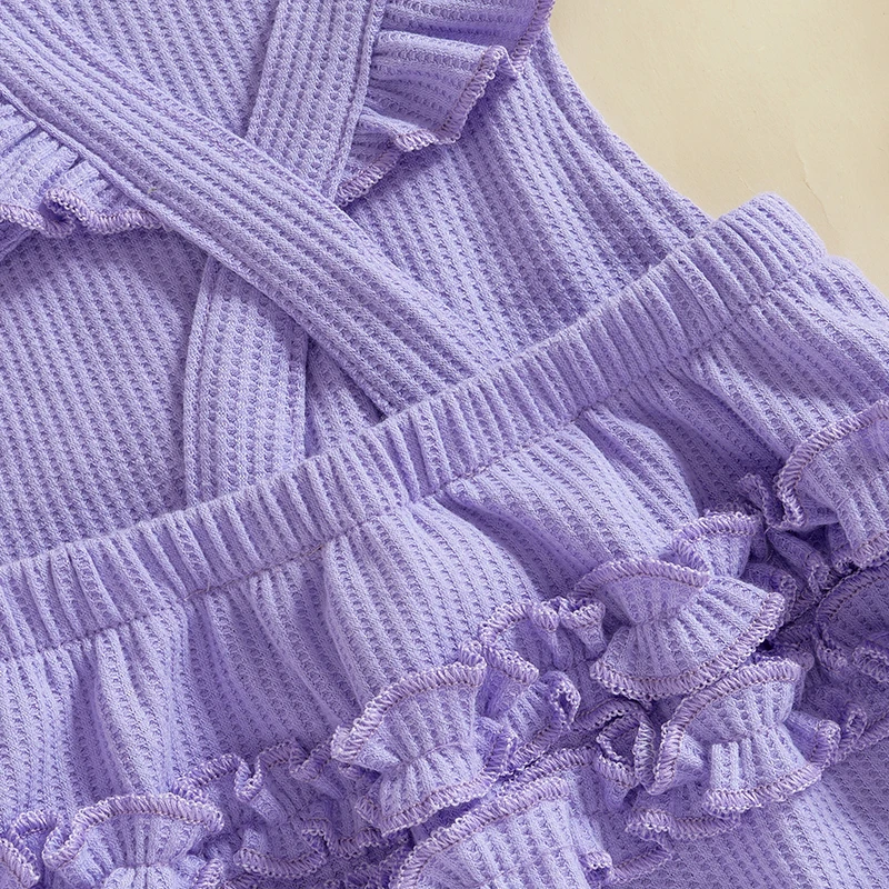 Toddler Girls Floral Print Ruffle Sleeve Rompers Summer Clothes with Matching Headband Set for Infants and Babies 1