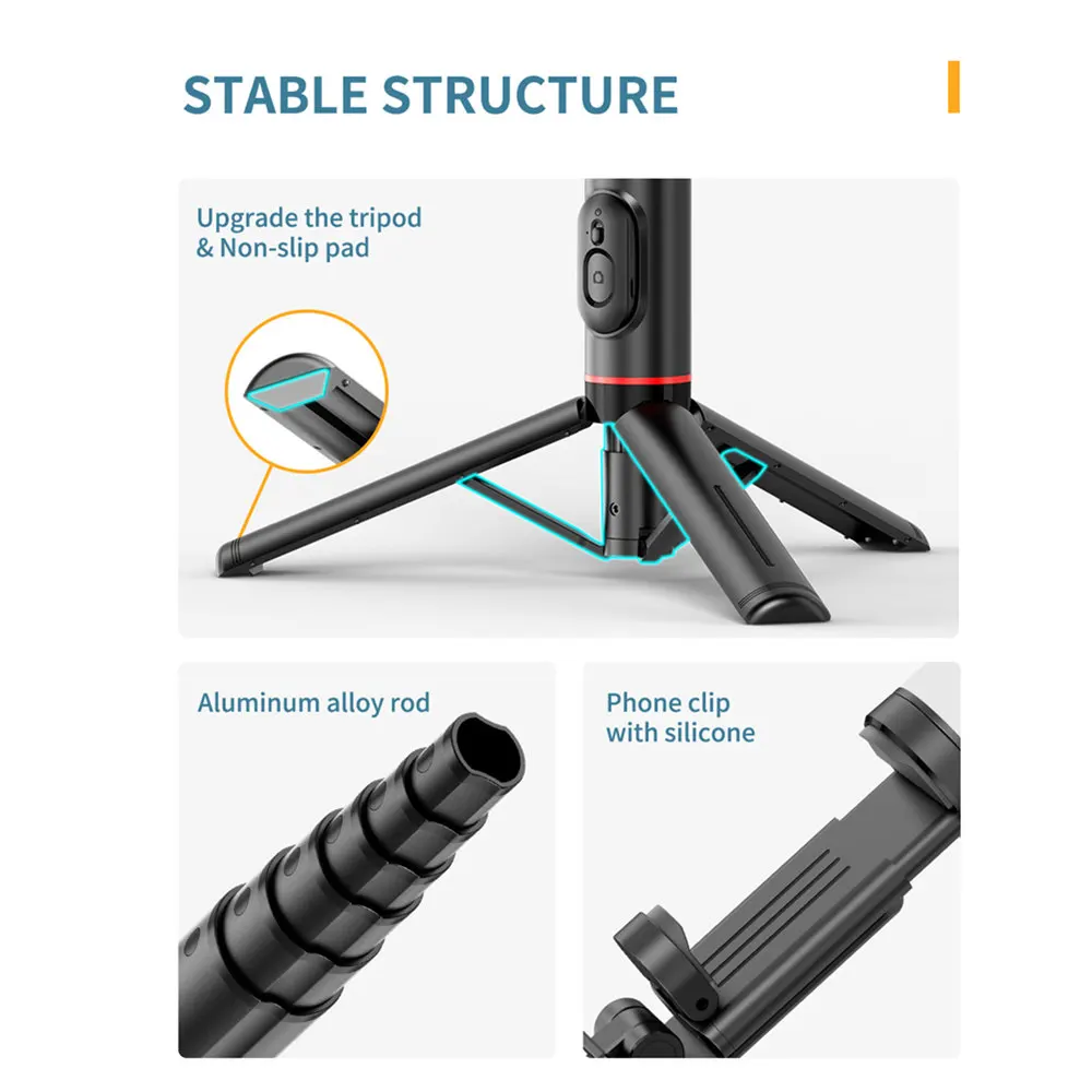 Selfie Stick Tripod Q12s with Fill Light Portable Wireless Bluetooth Telescopic for Huawei iPhone 12 13 14 15 Android Xiaomi