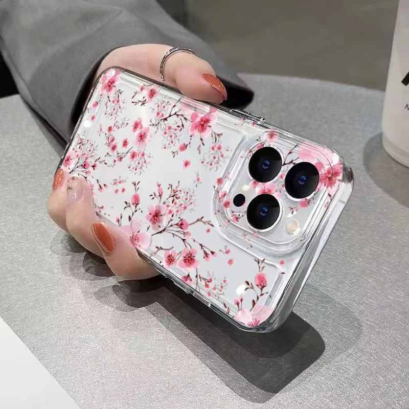 Cherry Blossom Pattern Clear Phone Case with Bumper Cover