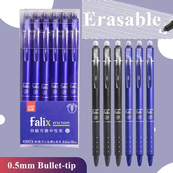 0.5mm Retractable Erasable Gel Pens Set with Refills Black Blue Gel Ink Built-in Eraser Office Supplies Exam Stationery Kit 1