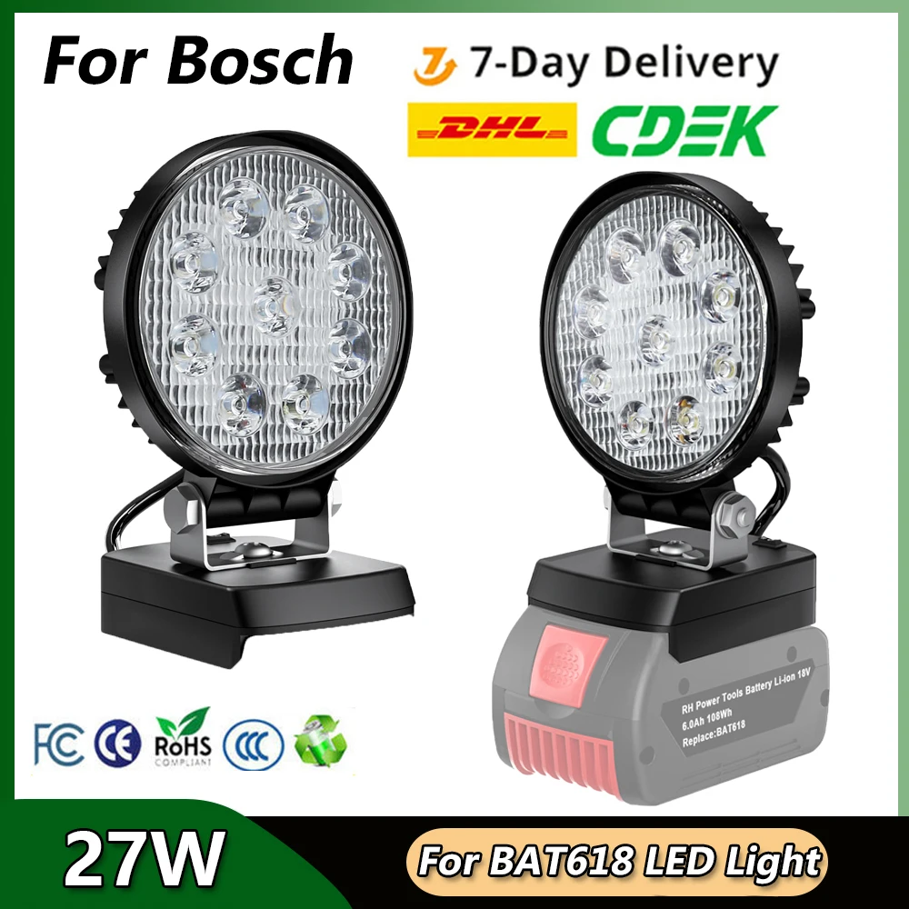 Turpow 27W LED 작업 조명 Comblity Bosch BAT618 리튬 이온 배터리 18V LED 손전등 배터리 도구 램프..