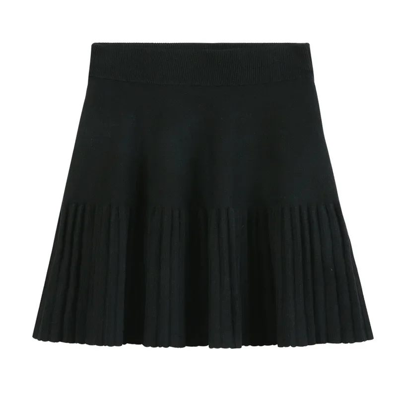 Pregnant Women's Knitted Mini Skirt Autumn Winter Outerwear A- Line Midi Skirt Versatile Half-length Short for Women