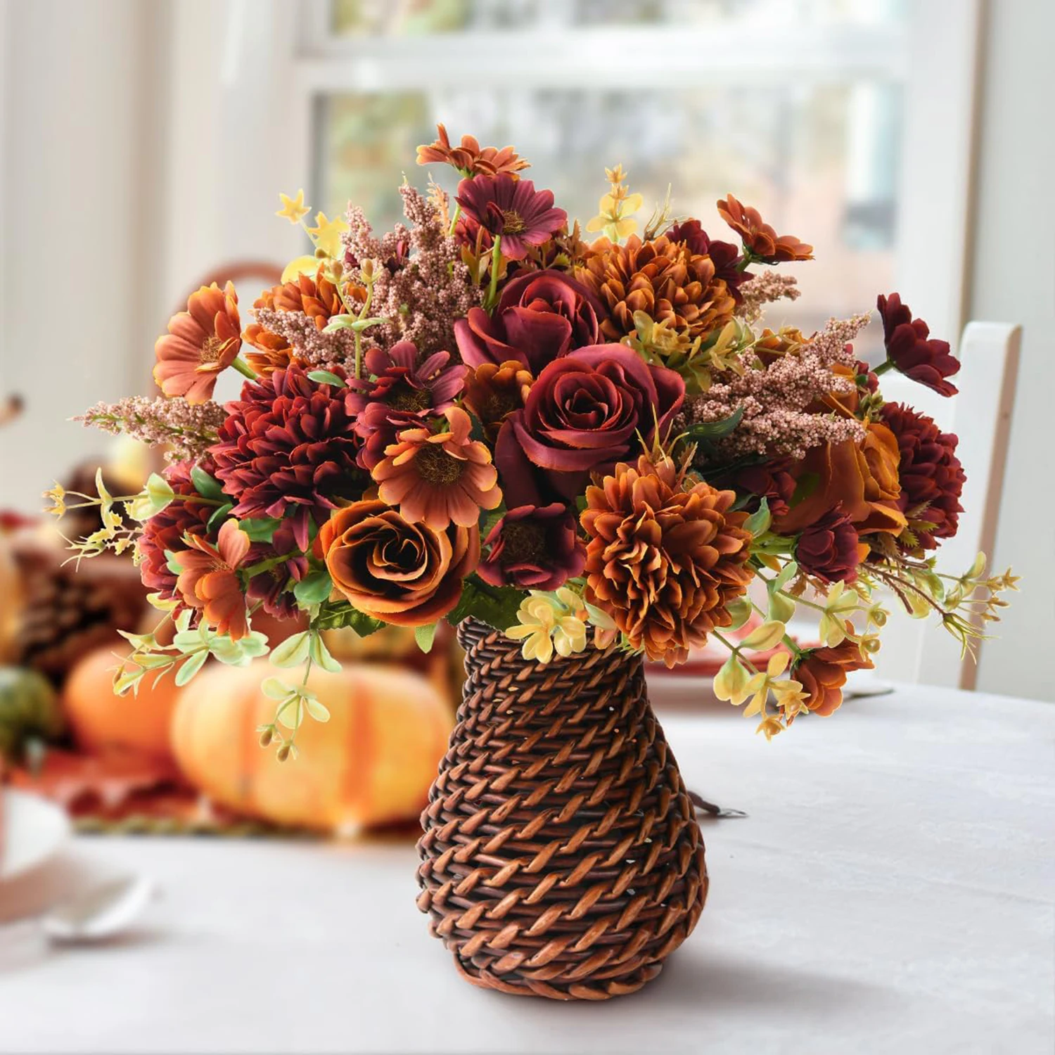 1 stücke Herbst Künstliche Blumen Rose Braut Bouquet Hochzeit Weihnachten Wohnzimmer Tisch Dekoration Für Vase Hause DIY Gefälschte Pflanzen – Detail 5