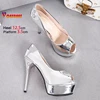 Peep Toe Single Shoes Women Banquet High Heels 12.5CM Stiletto Silvery Party Dress Shoes Spring Autumn Office Work Female Pumps 3