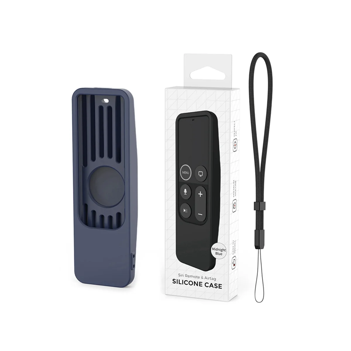 Per Il 2017 Apple Tv Hd/4K Siri Remote Tv Siri Remote 1St Gen Case Con Custodia In Silicone Antiscivolo Per Supporto Airtag, Blu