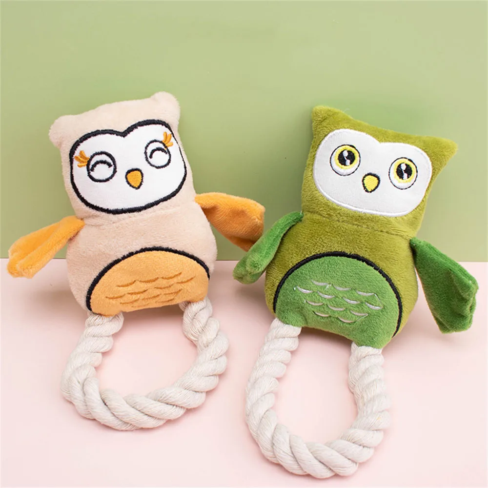 

Cute Owl Shape Plush Stuffed Dog Toy Pet Training Sounding Toys Bite Resistant Cat Puppy Teeth Cleaning Molar Chew Squeaky Toy