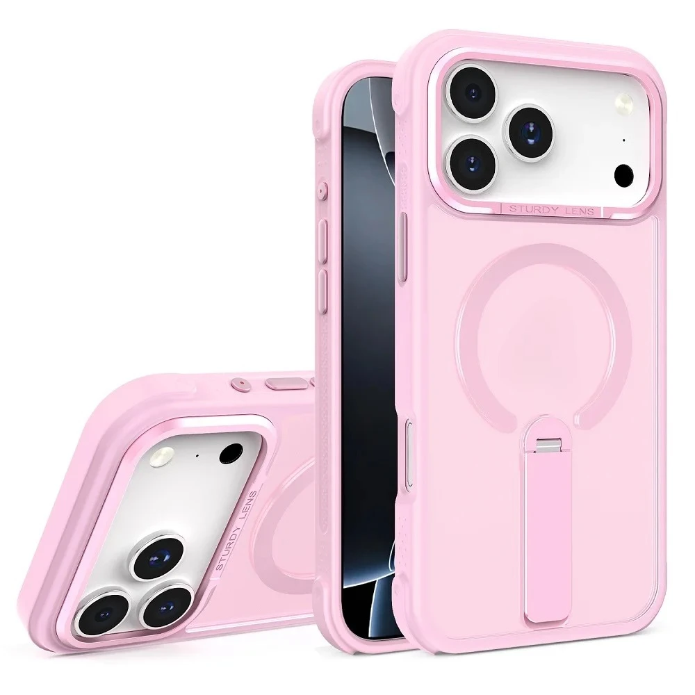 Translucent Matte Magnetic Charging Phone Case with Protective Bracket