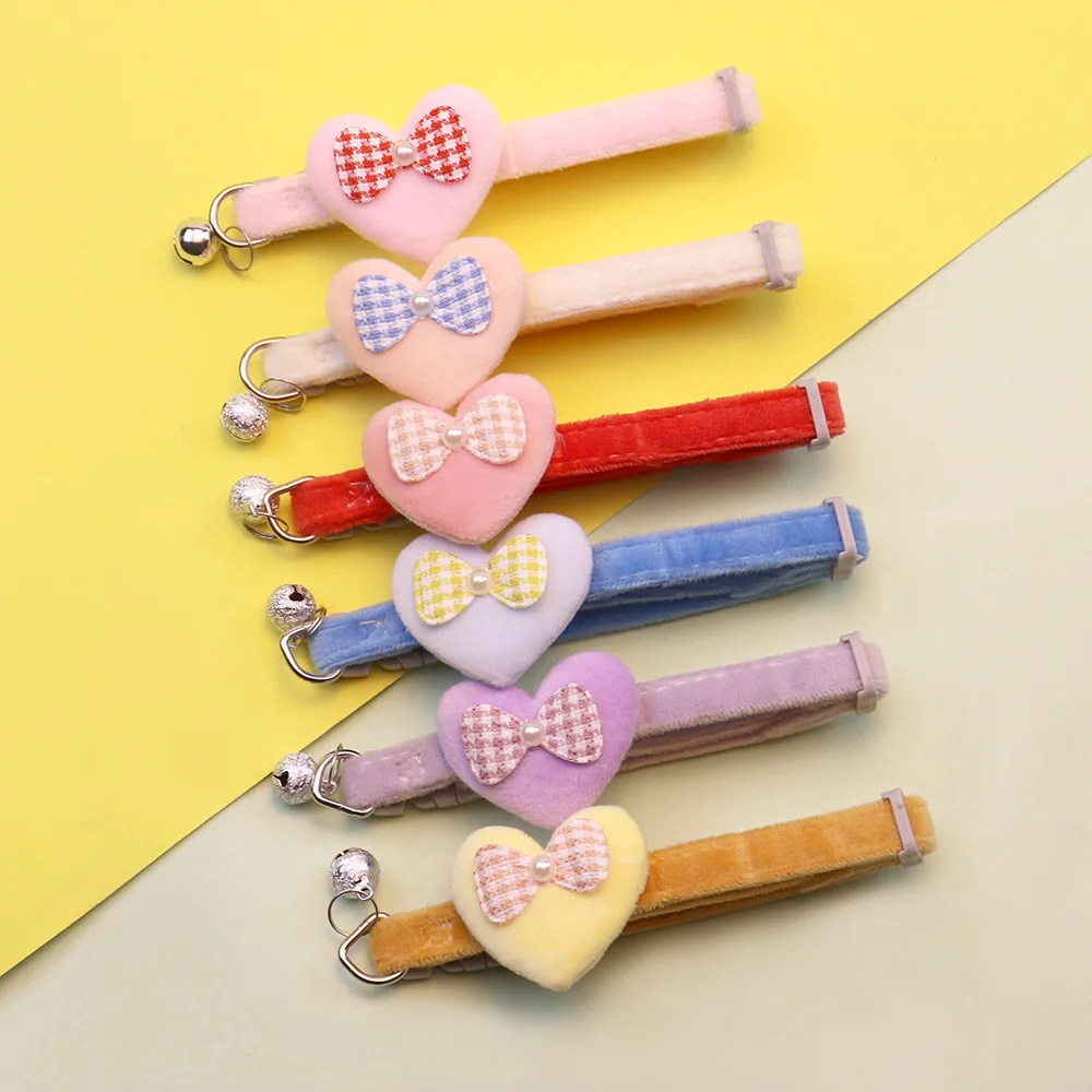 Title 2, Cute Cat Collar Heart Bow and Bell Cat Ornament...