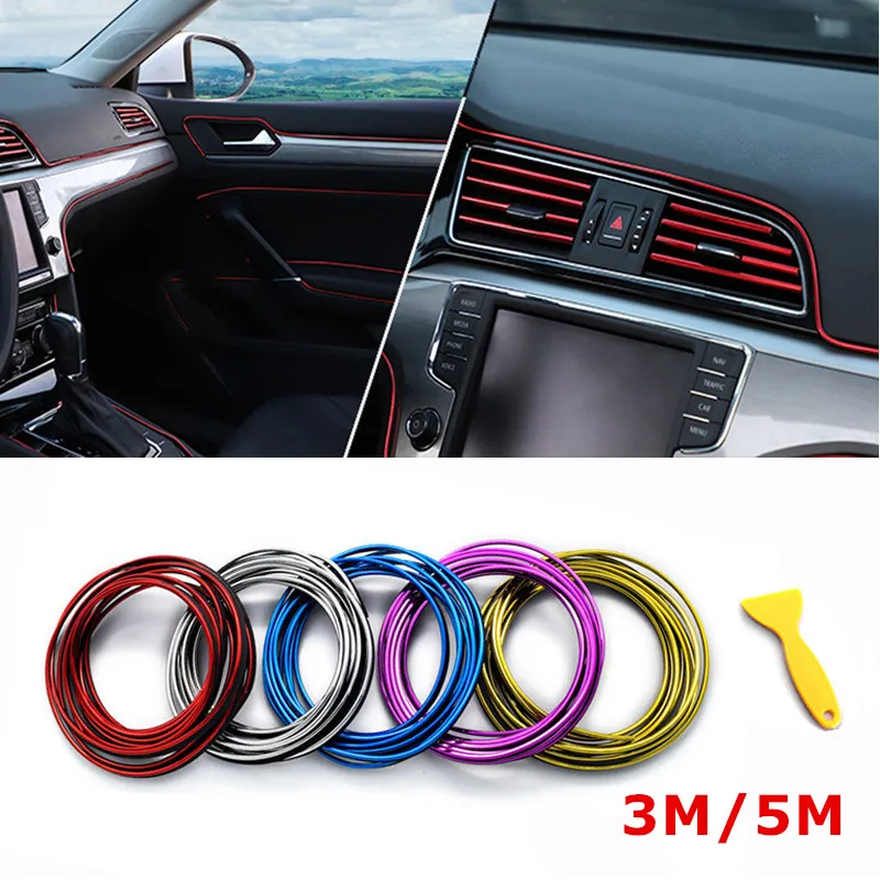 

5 Meters Interior Moulding For Car Dashboard Styling Strips Universal Auto Door Edge Insert Trim Car Accessories With Tool