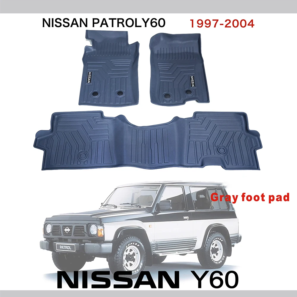 

Black/Grey Waterproof Floor Mat For Nissan Patrol Y60 Carpets TPE Thicken Left Ludder Car Foot Mats Patrol Y60 Accessories