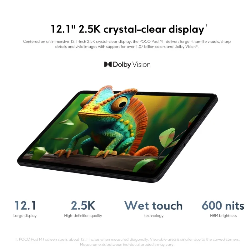 גרסה גלובלית POCO Pad M1 סנאפדרגון 7s דור 4 טאבלט מצלמה 8MP תצוגה 120Hz 12.1 אינץ' 2.5k צלולה כקריסטל טעינה מהירה 33W