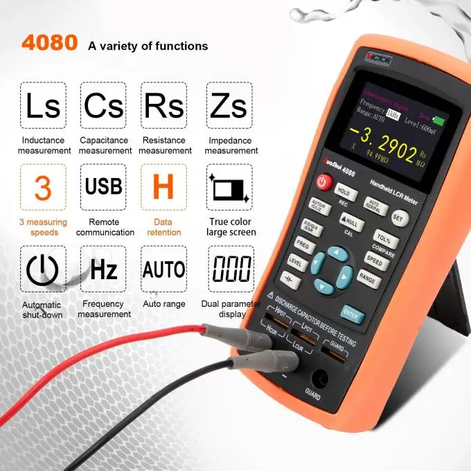 4080 Autoranging Mini USB 0.3/0.6Vrms Adjustable Handheld LCR Meter