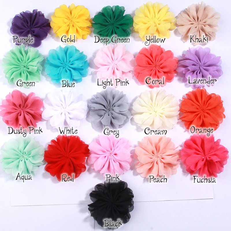 120pcs 7cm Rosette Blume Boutique 7cm Puff Chiffon Blumen Haarschmuck Boutique Zubehör Kopf bedeckung keine Clips keine Haars pange – Detail 1