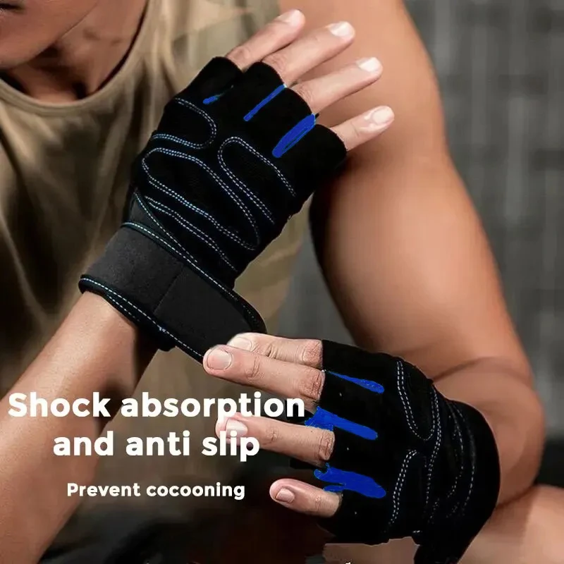 Half-finger Weightlifting Non-slip Gloves 1 Pair Breathable Fitness Gloves for Dumbbell, Strength Training, Riding, Cycling