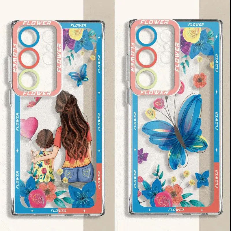 Butterfly Girl Flower Transparent Soft Phone Case