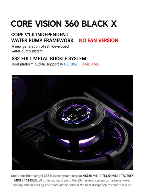 Dissipatore A Liquido Thermalright CORE VISION 360 Nero ARGB Con Schermo LCD IPS Per CPU - Foto 5