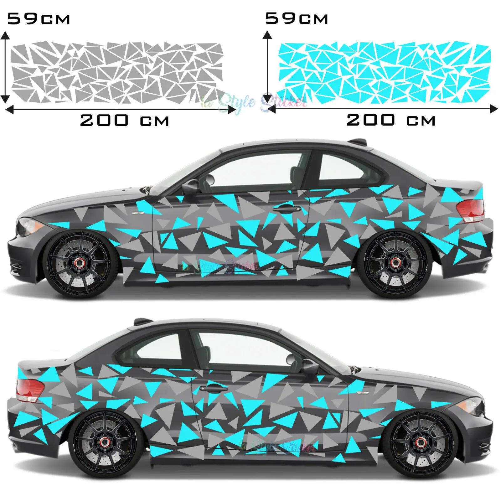 

Car Sticker Side Stickers Triangles Body Style Car Tattoo Set 2-Tone S31