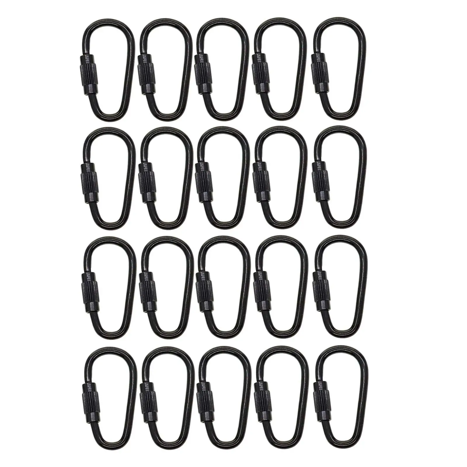 Small Locking Carabiner Clip Screw Lock Carabiner Steel Black Hanging 20Pcs climbing carabiner