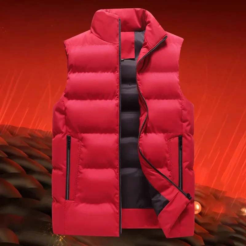 Men's Autumn Winter New Trendy Cotton Vest Warm Plus Size Motorcycle Rider Jacket Trendy Brand Men's Wear