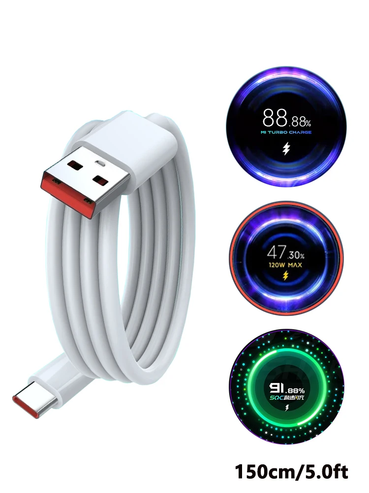 120w Max Charger EU Fast Charge 6A Type C Data Cable For Xiaomi Mix 4 11T 12 12S 12T Pro Poco F4 GT Cell Phones