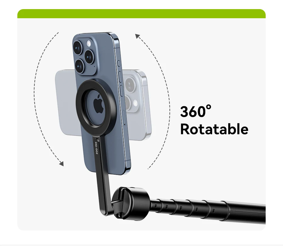 MG-002 Max Magnetic Phone Selfie Stick Tripod with Remote 1.64m Extendable Selfi