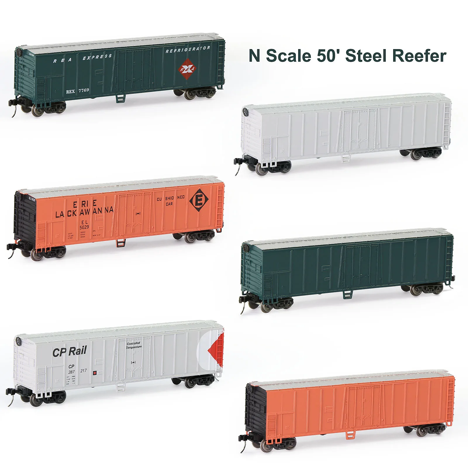 

Evemodel 1 Unit Model Trains Wagons N Scale 1:160 50' Steel Reefer 50ft Boxcar C15015