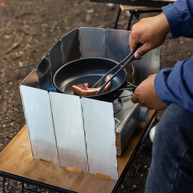 Pare-vent Réchaud Camping Pare-vent Pliable Camping - Aluminium 34x30cm, Pour Réchaud Gaz Accessoire Camping économie Carburant