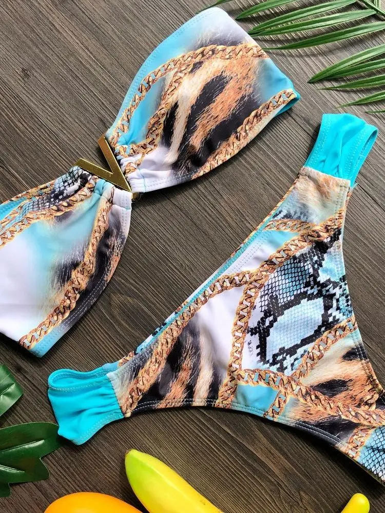 2021 Popular Womens Beachwear Sexy Bikini Set Hot Stamp Sport Swimwear