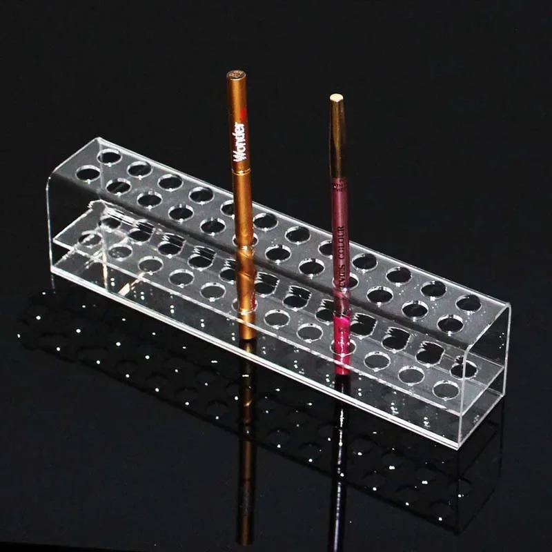 Clear 24 Slots Acrylic Eyeliner Lip Liner Pencil Holder Makeup Display Stand Organizer Makeup Brushes Shelf Cosmetic Storage Box 2