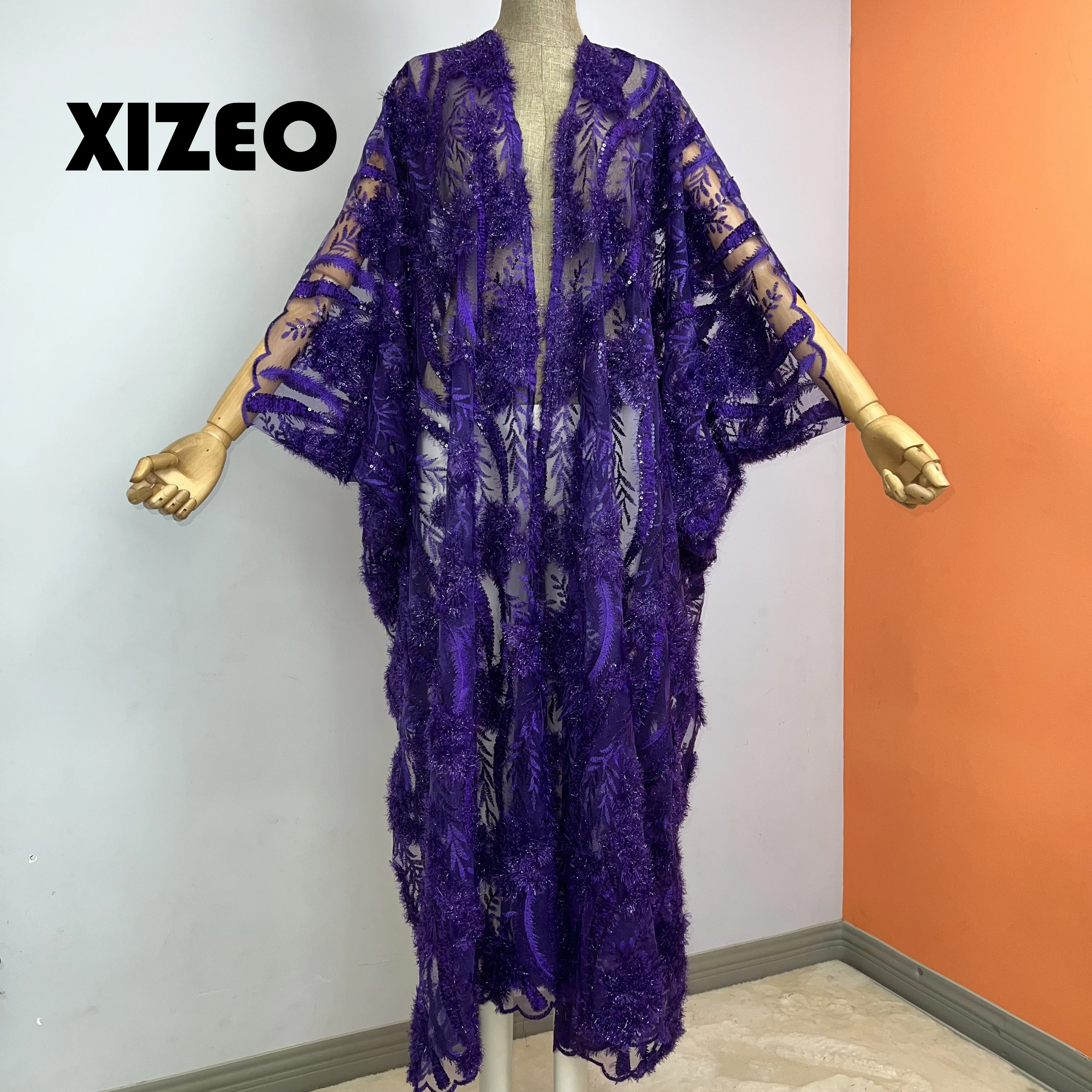 XIZEO Summer Women Cardigan stitch Cocktail sexcy Boho Maxi African Holiday long Sleeve cottonfeeling Robe kimono kaftan