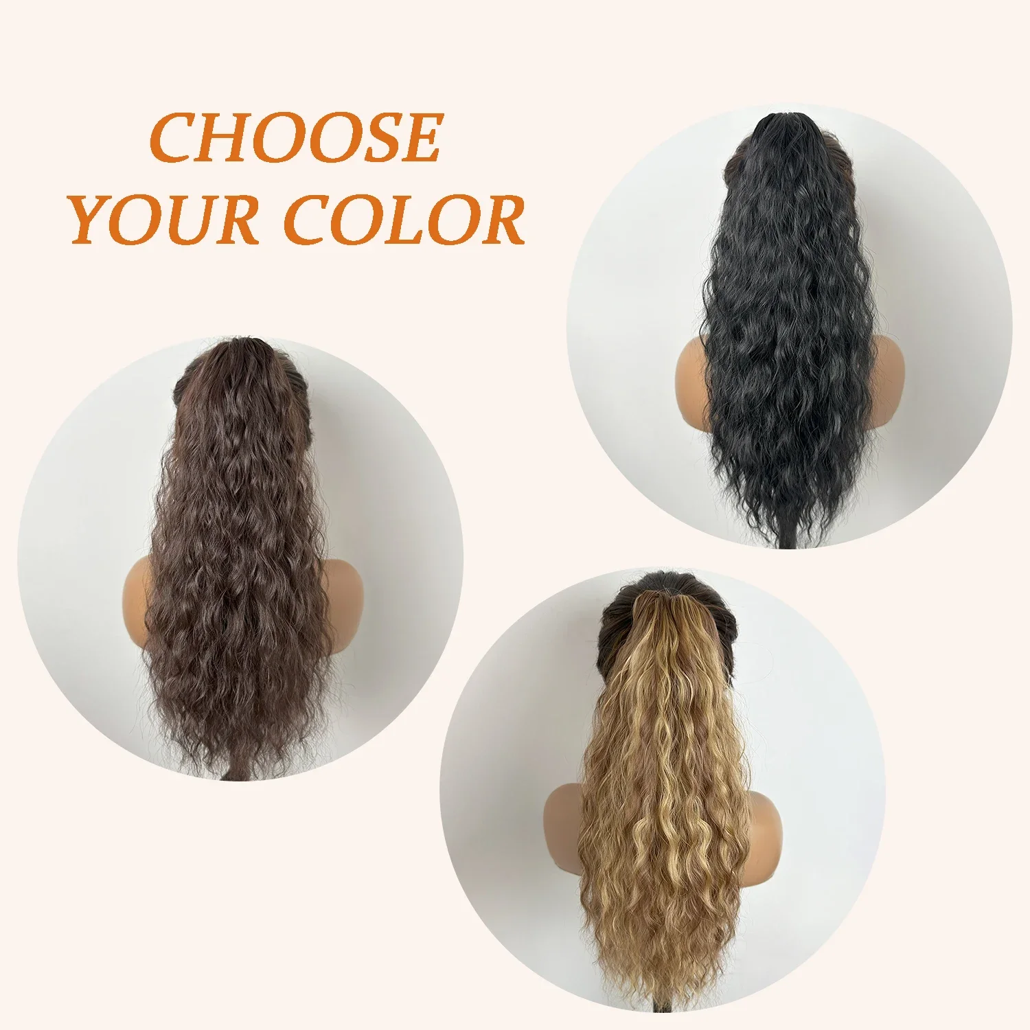 Synthetic Claw Clip on Ponytail Extension 18Inches Long Wavy Curly Pony Tails Hairpiece for Women Daily Party Blonde Brown Mixed clip in ponytail hair extension synthetic ponytail synthetic hair accessories clip in ponytail extensions