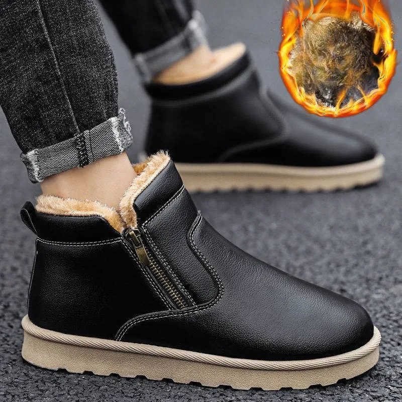 

2024 Winter Snow Boots Cotton Shoes Fashion Trend New Velvet Warm Boots Outdoor Cotton Mid-top Men's Shoes Trendy Shoes