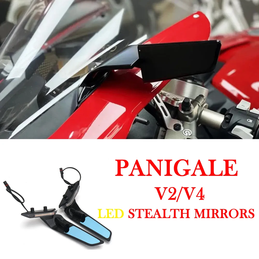 

For Ducati Panigale V2 PANIGALE V4 Stealth Mirrors LED Stealth Mirrors Motorcycle With LED Turn Signal Rearview Mirrors