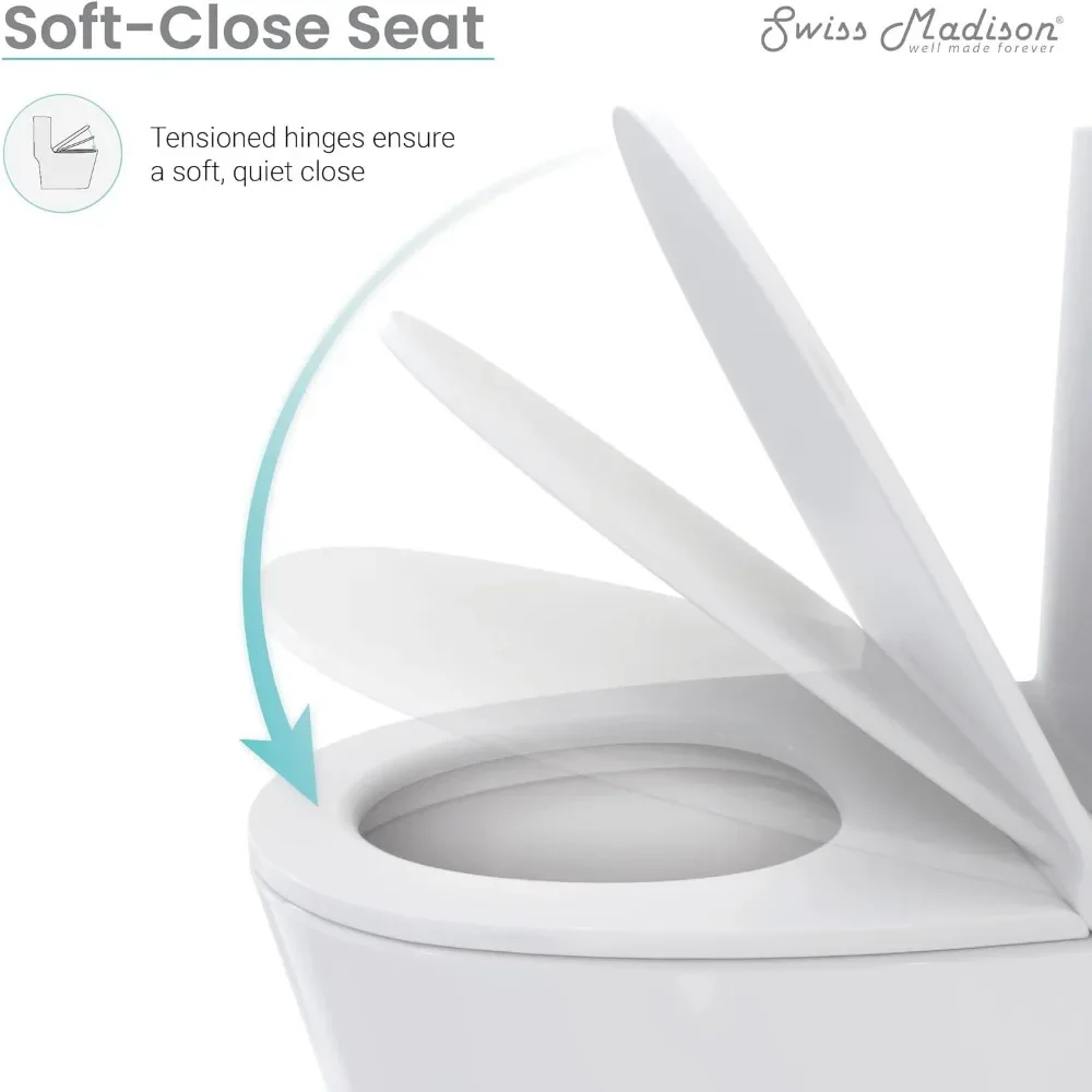 24" Length One Piece Toilet Dual Flush 1.1/1.6 GPF with Side Holes Glossy White Toilets Bathroom Items Folding Cleaning Parts 4