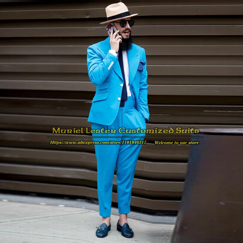 

Мужской повседневный костюм из 2 предметов, классический однобортный пиджак и брюки, деловой смокинг для жениха, Свадебный Блейзер на заказ