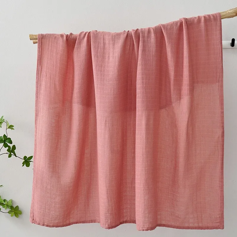 Solid Color 120x110cm Bamboo Cotton Baby Muslin Swaddle 2 Layers Gauze Newborn Swaddle Wrap Kids Outing Strolling Cover