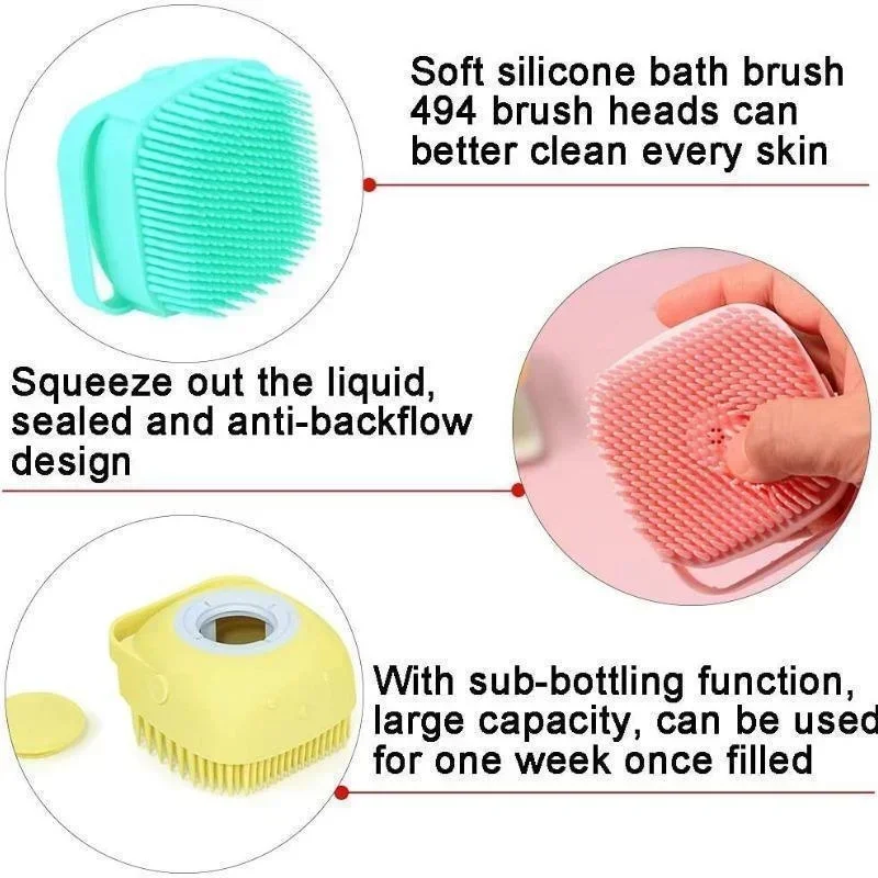 Cat Grooming Brush Pet Bathing Brush Soft Silicone Massager Shower Gel Cleaning Tools Comb