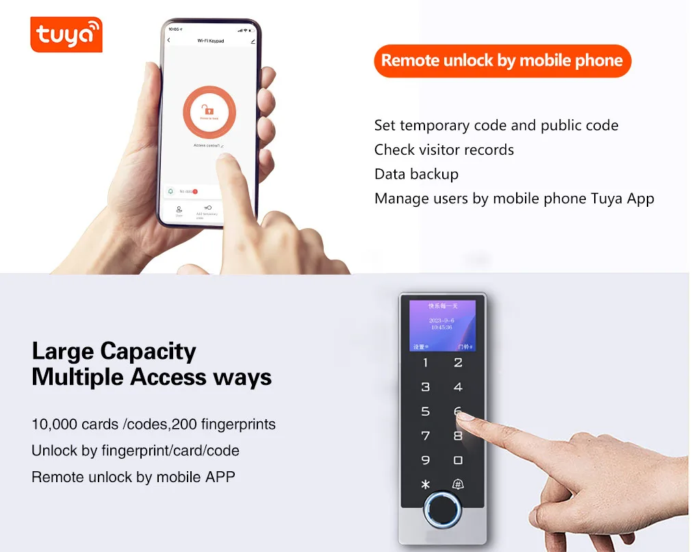 WIFI Tuya APP Keyless Door Lock Waterproof Fingerprint Access Control Keypad Out