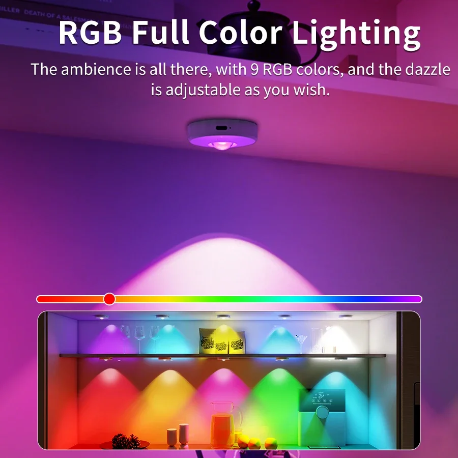 Rechargeable Wireless RGB Ambient Night Light with Remote Control and Dimmable Timing Function