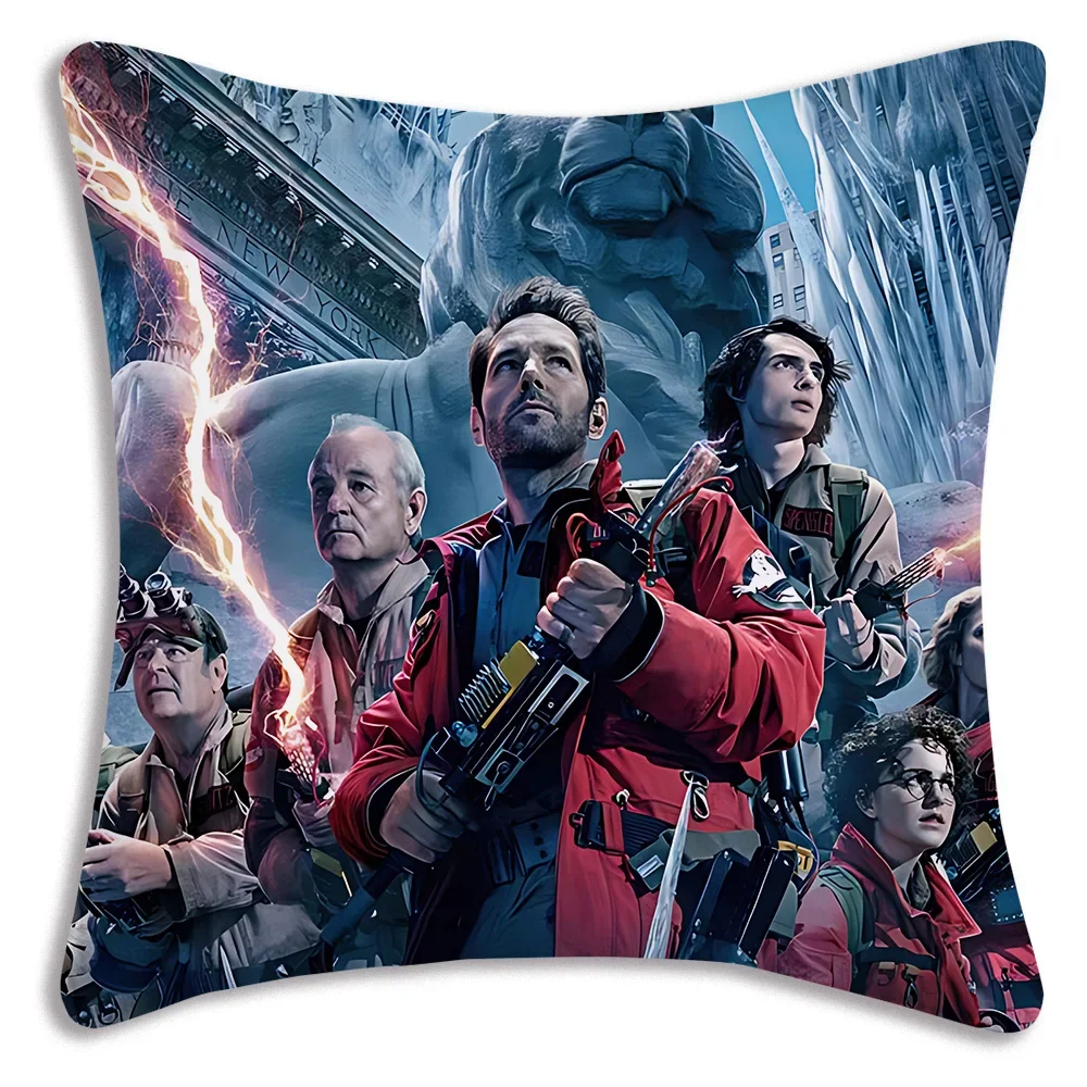 Movie Ghostbusters Pillow Covers Cartoon Sofa Decorative Home Double-sided Printing Short Plush Cute Cushion Cover