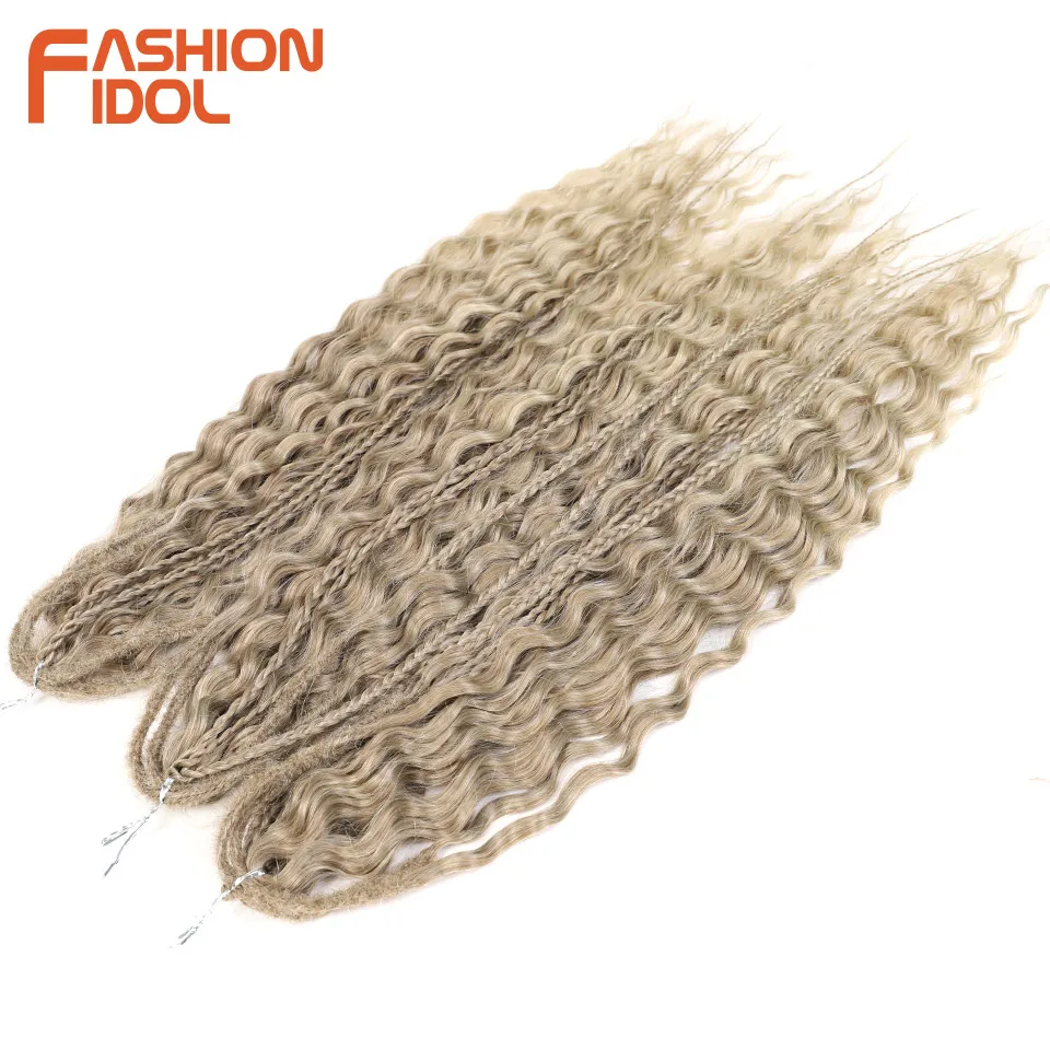 FASHION IDOL 24 inch Kinky Curly Hair Twist Crochet Hair Synthetic Braid Hair Ombre Blonde Water Wave Braiding Hair Extensions 3
